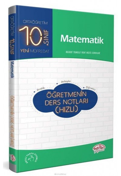 Editör 10. Sınıf Matematik Öğretmenin Ders Notları (Hızlı)