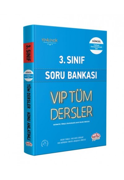 Editör 3. Sınıf VIP Tüm Dersler Soru Bankası Mavi Kitap