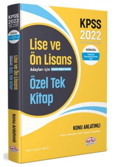 Editör 2022 KPSS Lise ve Ön Lisans Adayları İçin Özel Tek Kitap Konu Anlatımlı