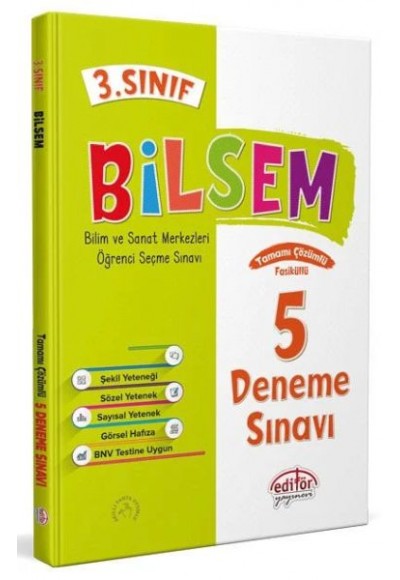Editör 3. Sınıf Bilsem Çözümlü 5 Deneme Sınavı