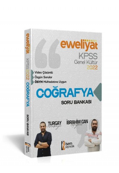 İsem Yayıncılık 2022 KPSS Evveliyat Lisans Genel Kültür Coğrafya Video Çözümlü Soru Bankası