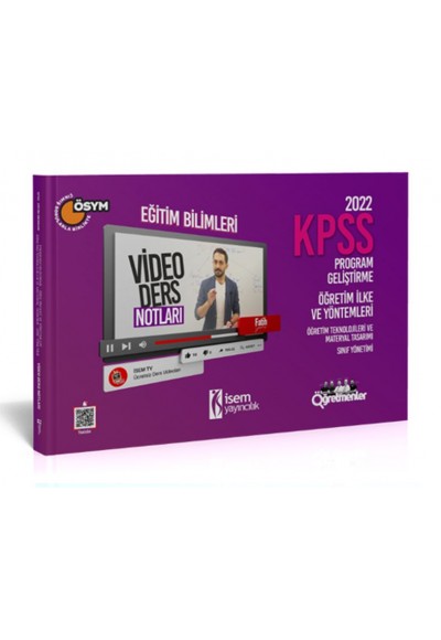 İsem Yayıncılık 2022 KPSS Eğitim Bilimleri Program Geliştirme Öğretim İlke ve Yönt. Video Ders Notu