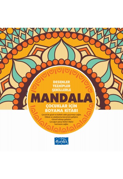 Desenler Tezhipler Şekillerle Mandala - Sarı Kitap - Çocuklar İçin Boyama Kitabı