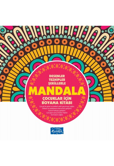 Desenler Tezhipler Şekillerle Mandala - Pembe Kitap - Çocuklar İçin Boyama Kitabı