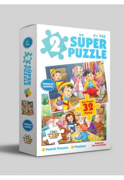 2 Süper Puzzle - Pamuk Prenses - Pinokyo 4+ Yaş