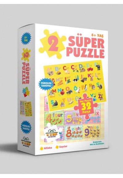 2 Süper Puzzle - Alfabe - Sayılar 4+ Yaş