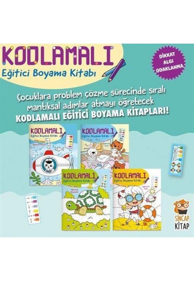 Kodlamalı Eğitici Boyama Kitabı 4-6 Yaş (4 Kitap Takım)