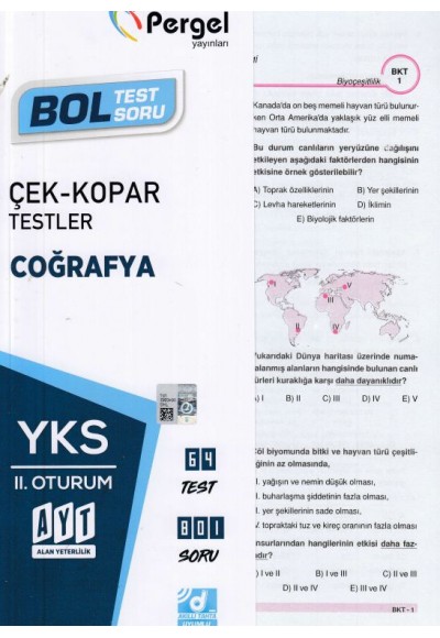 Pergel AYT Coğrafya Çek-Kopar Yaprak Test (Yeni)