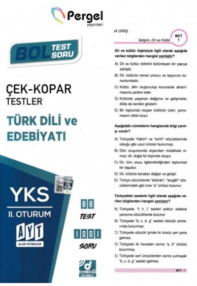 Pergel AYT Türk Dili ve Edebiyatı Çek-Kopar Yaprak Test (Yeni)