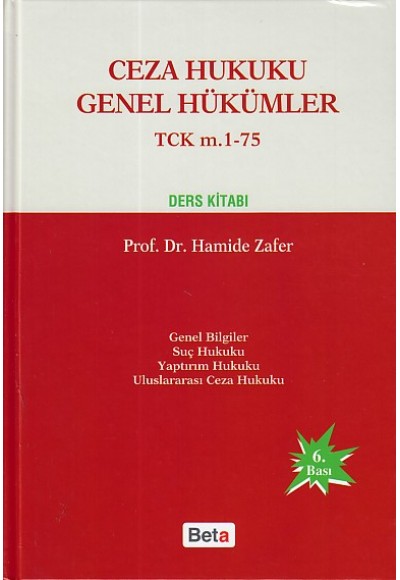 Ceza Hukuku Genel Hükümler - TCK m. 1-75 (Ciltli)