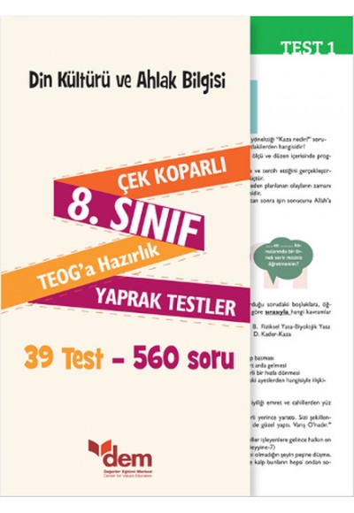 Din Kültürü ve Ahlak Bilgisi 8. Sınıf Çek KoparlıTEOGa Hazırlık Yaprak Testler