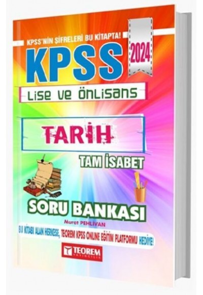 Teorem Yayınları 2024 KPSS Lise Ön Lisans Tarih Tam İsabet Soru Bankası