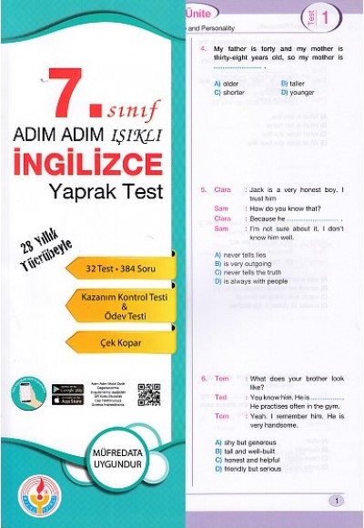 Adım Adım Işıklı 7. Sınıf İngilizce Yaprak Test