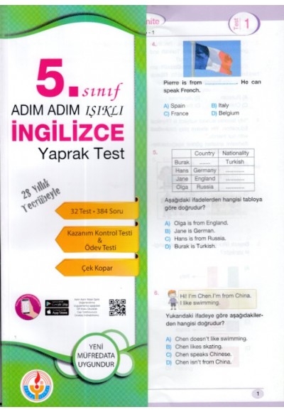 Adım Adım Işıklı 5. Sınıf İngilizce Yaprak Test