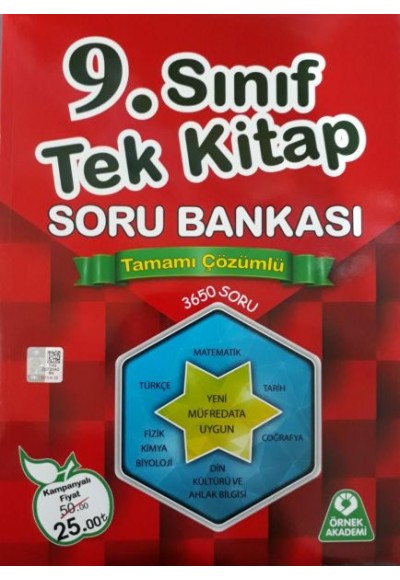 Örnek Akademi 9. Sınıf Tek Kitap Tamamı Çözümlü Soru Bankası