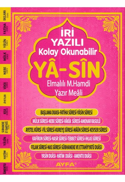 Çanta Boy Karşılıklı İri Yazılı Yasin (Kod:AYFA311)