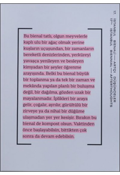 17. İstanbul Bienali – Artçı Düşünceler (Katalog)