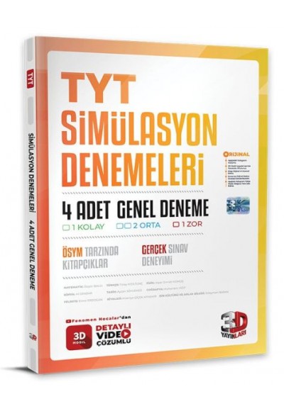 3D Yayınları  TYT 4`lü Simülasyon Genel Deneme