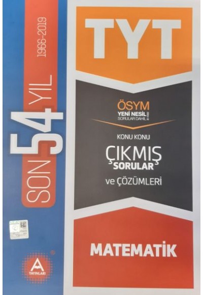 A Yayınları TYT Matematik Son 54 Yıl Çözümlü Çıkmış Sorular