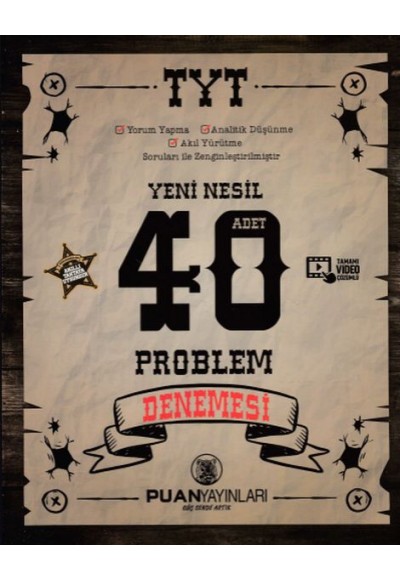 Puan TYT Yeni Nesil 40 Adet Problem Denemesi (Yeni)