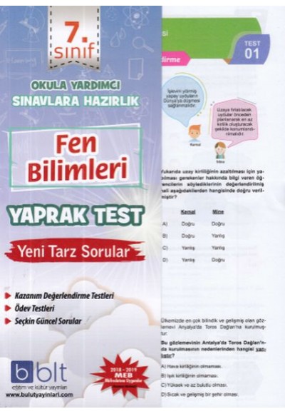 Bulut 7. Sınıf Fen Bilimleri Yaprak Test (Yeni)