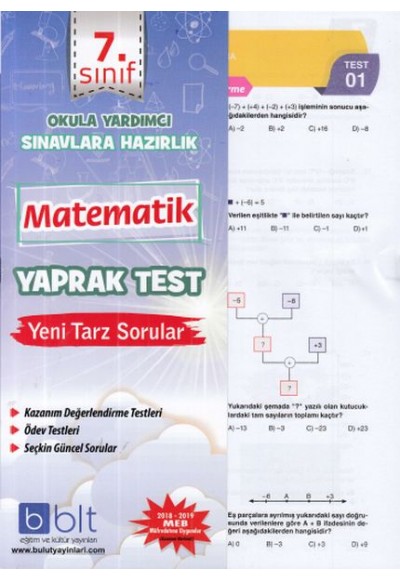 Bulut 7. Sınıf Matematik Yaprak Test (Yeni)