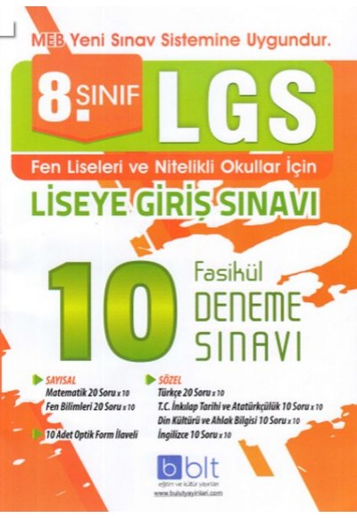 Bulut 8. Sınıf LGS 10 Deneme Fasikül (Yeni)