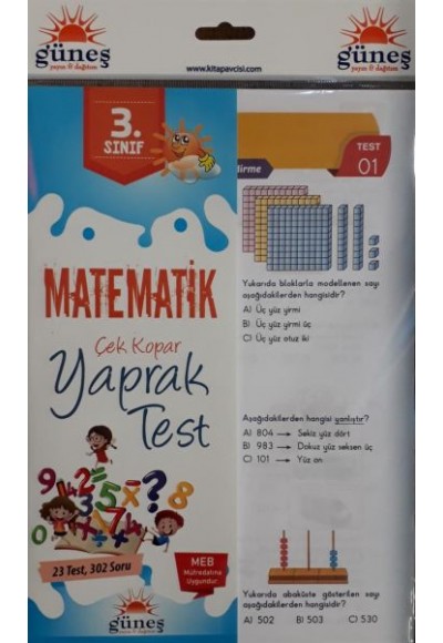 Güneş 3.Sınıf Matematik Çek-Kopar Yaprak Test (Yeni)