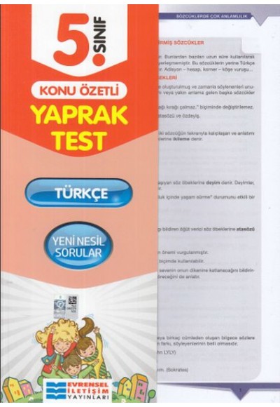 Evrensel 5. Sınıf Türkçe Konu Özetli Yaprak Test (Yeni)