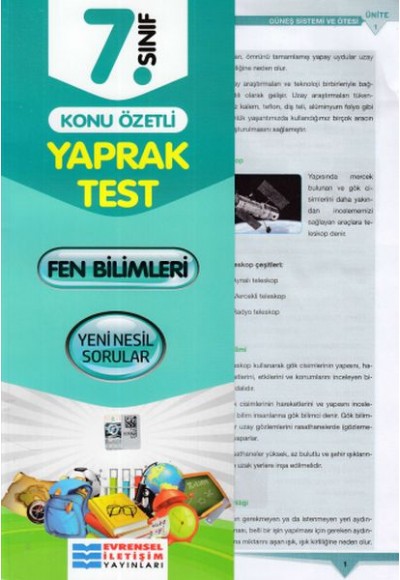 Evrensel 7. Sınıf Fen Bilimleri Konu Özetli Yaprak Test (Yeni)