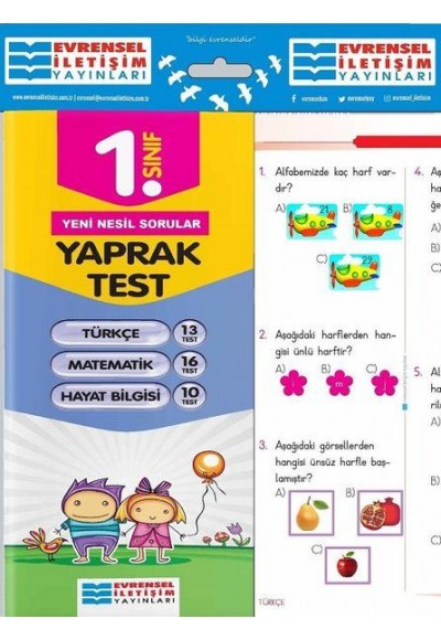 Evrensel 1. Sınıf Tüm Dersler Yaprak Testler (Yeni)