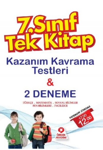 Örnek Akademi 7. Sınıf Tek Kitap Kazanım Kavrama Testleri ve 2 Deneme