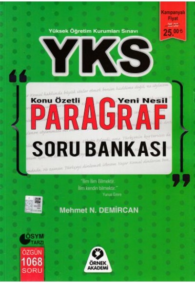 Örnek Akademi YKS Paragraf Konu Özetli Soru Bankası (Yeni)