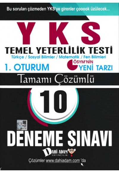 Dahi Adam YKS 1. Oturum Türkçe Temel Matematik Tamamı Çözümlü 10 Deneme Sınavı