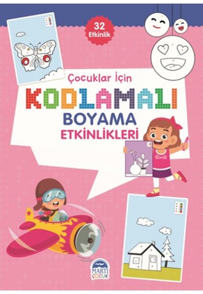 Çocuklar İçin Kodlamalı Boyama Etkinlikleri - Pembe - 32 Etkinlik