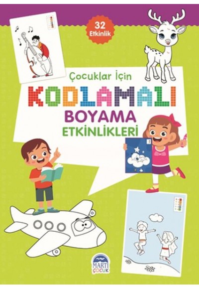 Çocuklar İçin Kodlamalı Boyama Etkinlikleri - Yeşil 2 - 32 Etkinlik