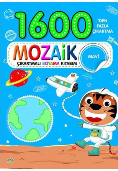 1600 Mozaik Çıkartmalı Boyama Kitabım Mavi Kitap