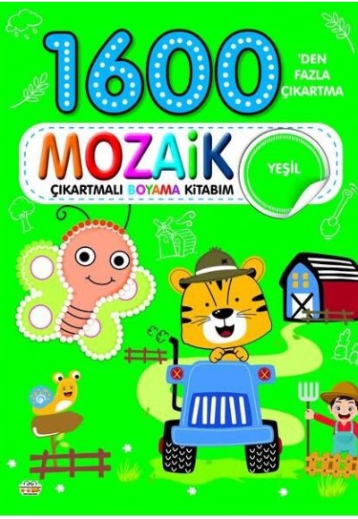 1600 Mozaik Çıkartmalı Boyama Kitabım Yeşil Kitap