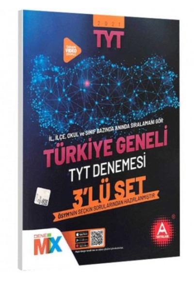 A Yayınları 2021 Türkiye Geneli Çıkmış Sorular Denemesi 3 lü Set