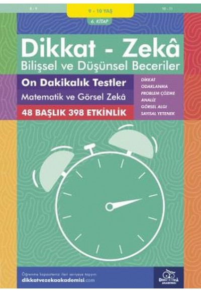 On Dakikalık Testler - Matematik ve Görsel Zeka (9 - 10 Yaş) - Dikkat Zeka