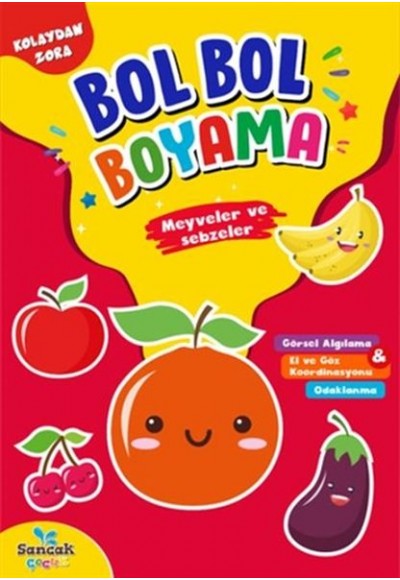 Meyveler ve Sebzeler - Kolaydan Zora Bol Bol Boyama