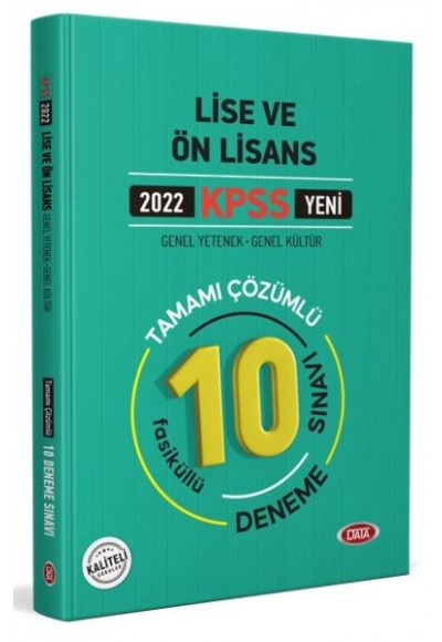 Data 2022 KPSS Lise ve Ön Lisans Tamamı Çözümlü 10 Fasikül Deneme Sınavı