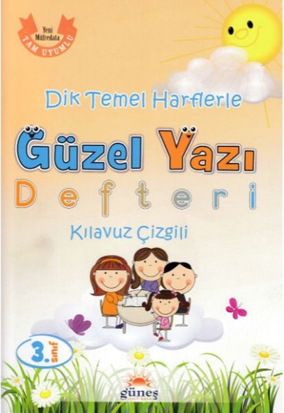 3.Sınıf Dik Temel Harflerle Güzel Yazı Defteri Kılavuz Çizgili