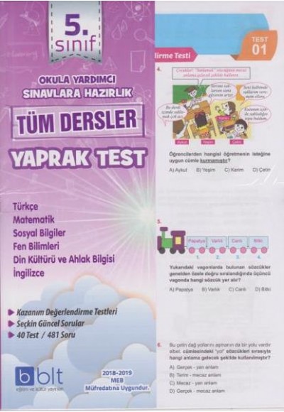 Bulut 5. Sınıf Tüm Dersler Yaprak Test