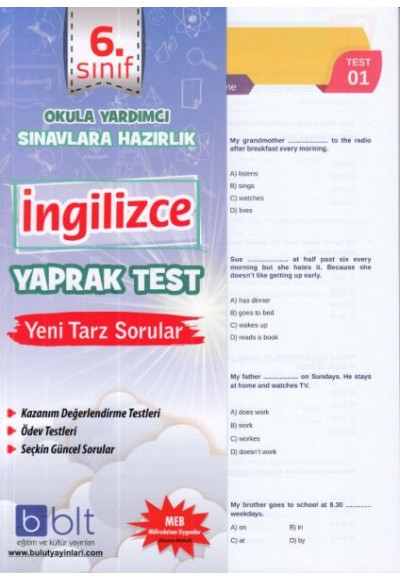 Bulut 6.Sınıf İngilizce Yaprak Test (Yeni)