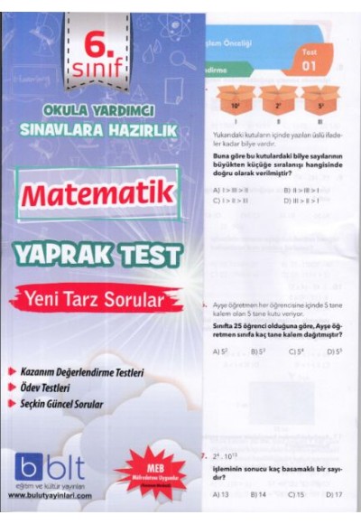 Bulut 6.Sınıf Matematik Yaprak Test (Yeni)