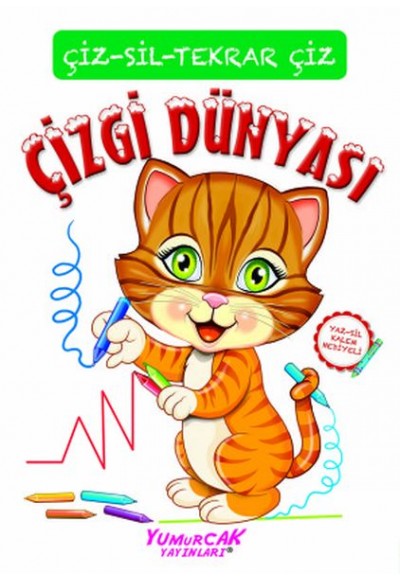 Tekrar Çiz Çizgi Dünyası (Çizerim-Silerim) - Kalem Hediyeli