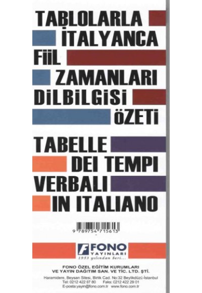 İtalyanca Fiil Zamanları ve Dilbilgisi Tablosu