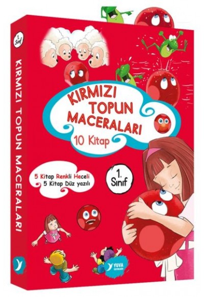 Kırmızı Topun Maceraları 1. Sınıf Renkli Heceli Düz Yazı 10 Kitap