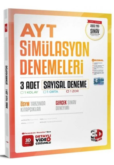 3D Yayınları  AYT Sayısal 3 Simülasyon Deneme